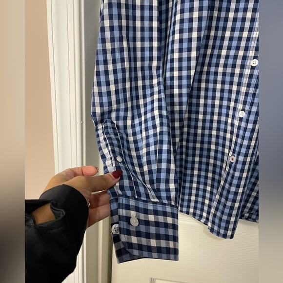 Bowery & Broome Blue Plaid Preppy Men’s Button Front Shirt size Medium - Picture 3 of 5
